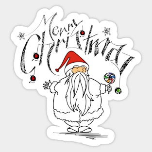 Funny Santa Merry Christmas Sticker